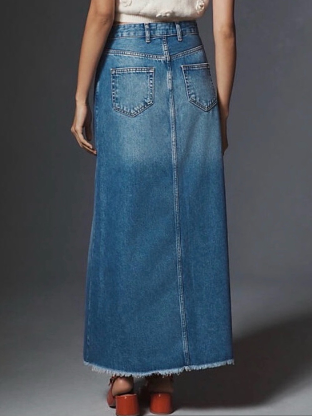 Pilcro women’s Madi Front-Slit Denim Maxi Skirt Sz 8 western - Picture 3 of 10
